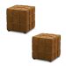 Kit 2 Puffs Decorativos Augusto 43cm Sala de Estar Couro Caramelo Manchado G88 - Gran Belo