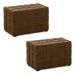 Kit 2 Puffs Decorativos Augusto 70cm Sala de Estar Couro Marrom Claro Manchado G88 - Gran Belo