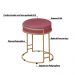 Kit 2 Puffs Decorativos Redondo Sakura Base Metal Dourado Suede Rosa G41 - Gran Belo