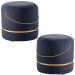 Kit 2 Puffs Decorativos Redondos Ryu Azul/Dourado G66 - Gran Belo