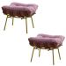 Kit 2 Puffs Decorativos Sala de Estar Abel Base de Madeira Dourada Suede Rosa - Gran Belo
