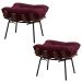 Kit 2 Puffs Decorativos Sala de Estar Abel Base de Madeira Preto Suede Bordô G41 - Gran Belo