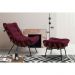 Kit 2 Puffs Decorativos Sala de Estar Abel Base de Madeira Preto Suede Bordô G41 - Gran Belo