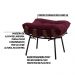 Kit 2 Puffs Decorativos Sala de Estar Abel Base de Madeira Preto Suede Bordô G41 - Gran Belo