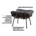 Kit 2 Puffs Decorativos Sala de Estar Abel Base de Madeira Preto Suede Cinza G41 - Gran Belo