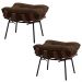 Kit 2 Puffs Decorativos Sala de Estar Abel Base de Madeira Preto Suede Marrom G41 - Gran Belo