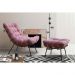 Kit 2 Puffs Decorativos Sala de Estar Abel Base de Madeira Preto Suede Rosa G41 - Gran Belo