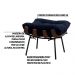 Kit 2 Puffs Decorativos Sala de Estar Abel Base de Madeira Preto Veludo Azul G41 - Gran Belo