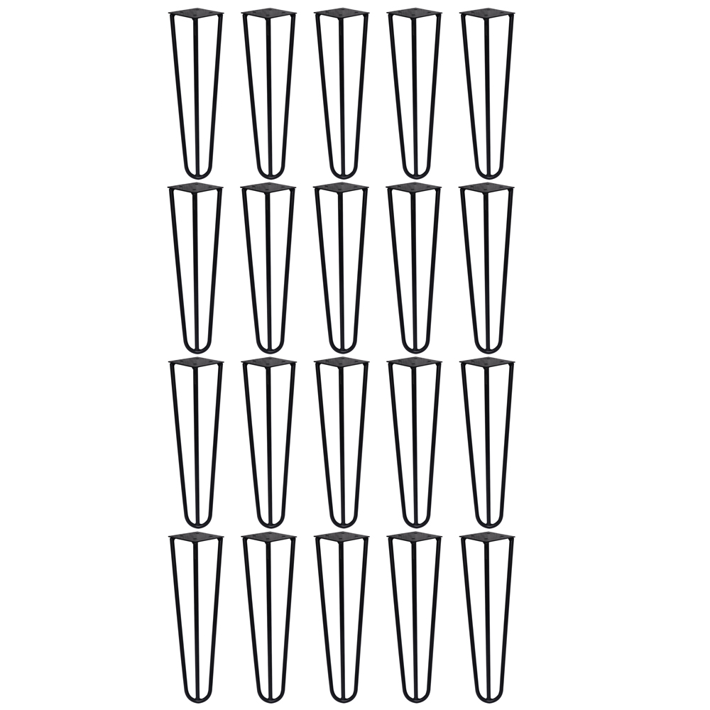 Kit 20 Pés de Metal 25 CM Hairpin Legs Mesas de Centro Puffs Preto G41