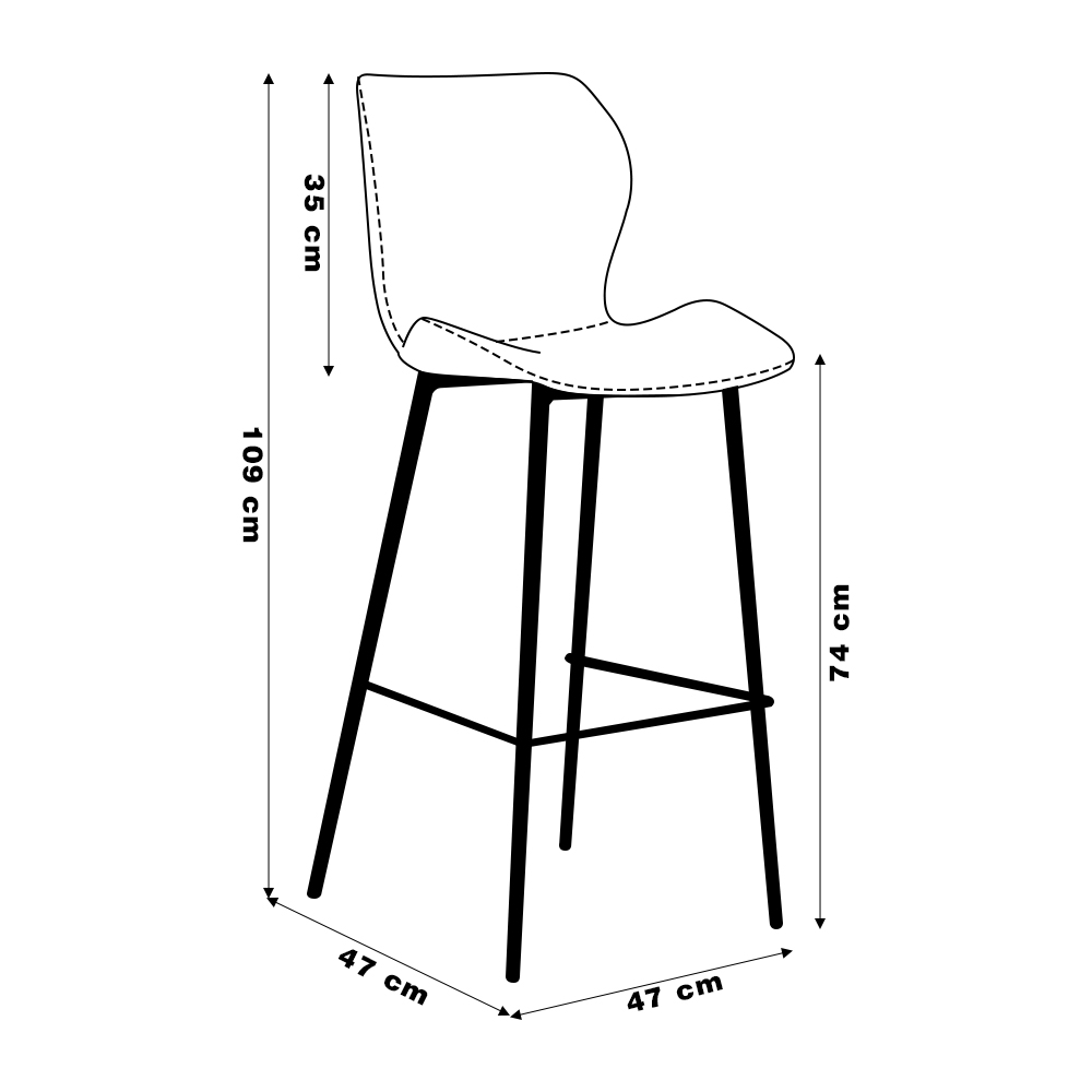 Kit 3 Banquetas Base Aço Fixa Naboo PU Marrom G56 - Gran Belo