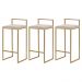 Kit 3 Banquetas Decorativa Jasmine Base Gold Veludo Bege G41 - Gran Belo