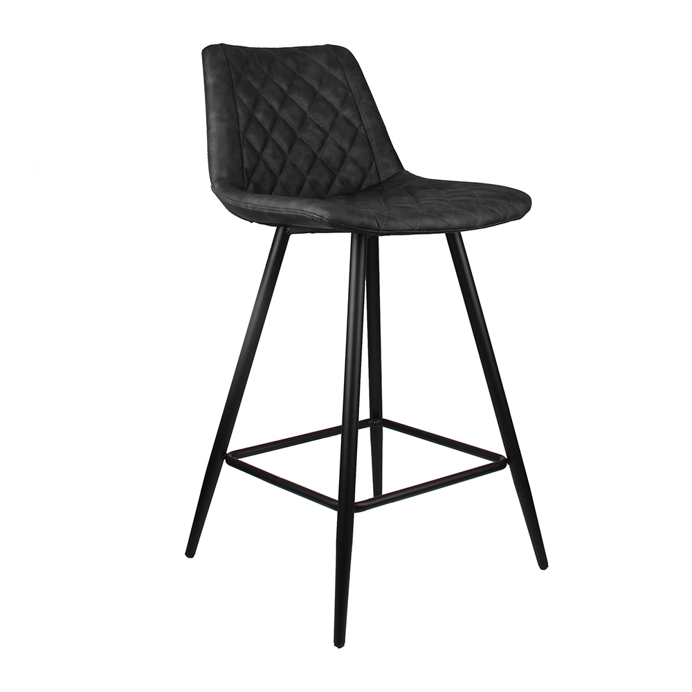 Kit 3 Banquetas Decorativas Magé PU Matelassê c/Apoio para os Pés Base em Aço Cinza G56 - Gran Belo