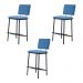 Kit 3 Banquetas Fixa Decorativa Base de Aço Marcius Linho Azul Jeans G17 - Gran Belo