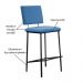 Kit 3 Banquetas Fixa Decorativa Base de Aço Marcius Linho Azul Jeans G17 - Gran Belo