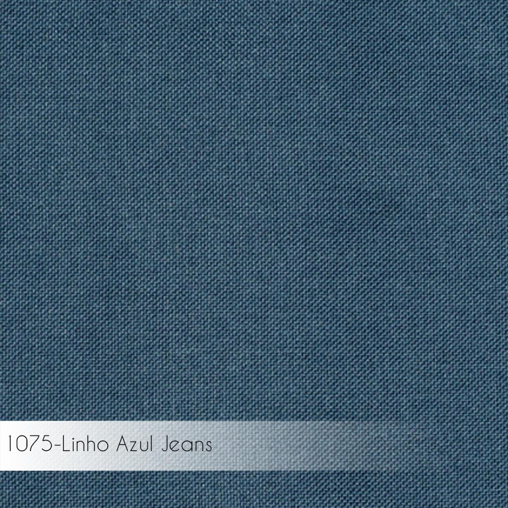Kit 3 Banquetas Fixa Decorativa Base de Aço Marcius Linho Azul Jeans G17 - Gran Belo