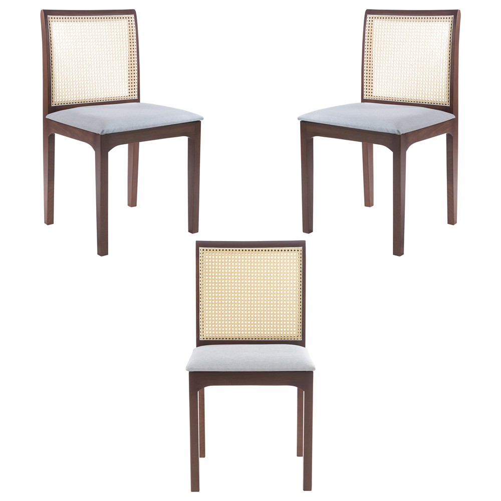 Kit 3 Cadeira Decorativa Sala de Jantar Steve Amêndoa G55 - Gran Belo