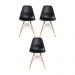 Kit 3 Cadeira Decorativa para Sala e Cozinha Garabit Preto G04 - Gran Belo