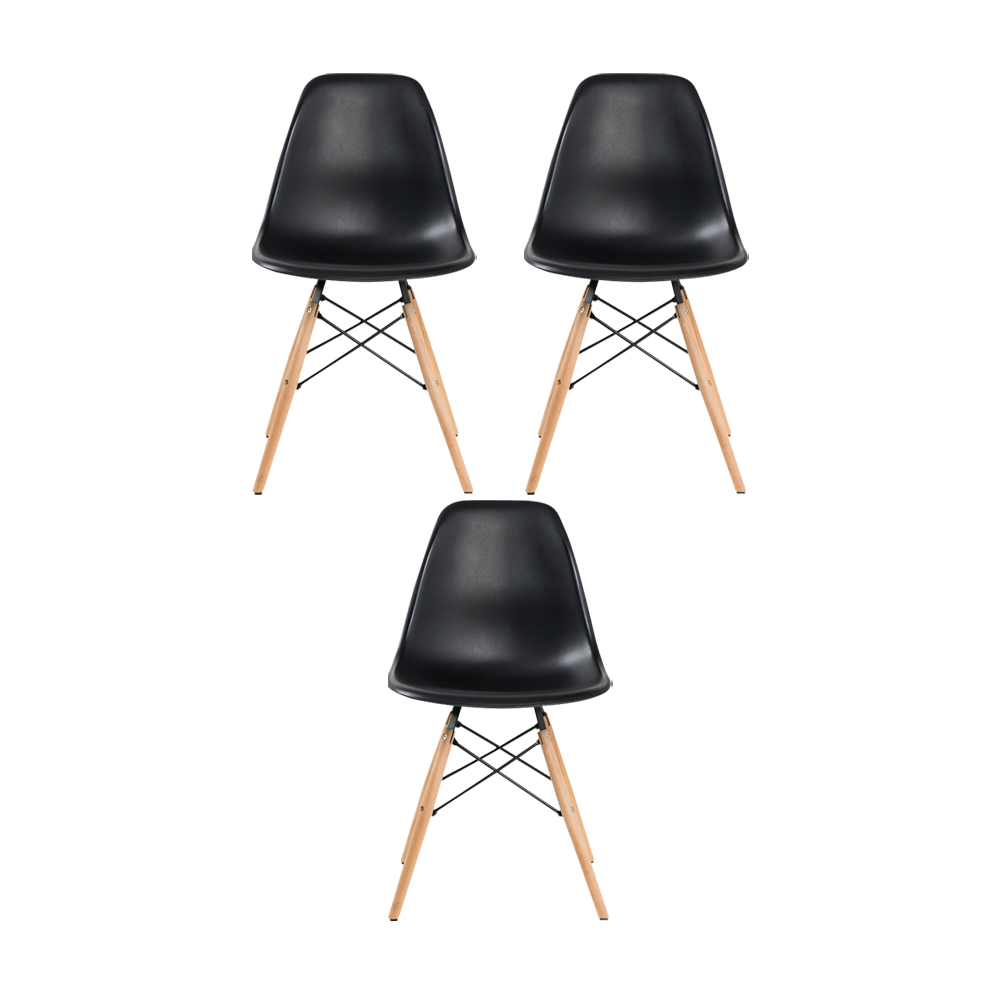 Kit 3 Cadeira Decorativa para Sala e Cozinha Garabit Preto G04 - Gran Belo