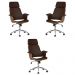 Kit 3 Cadeira de Escritório Home Office Decorativas Casemiro PU c/Regulagem de Altura Base Giratória Marrom G56 - Gran Belo