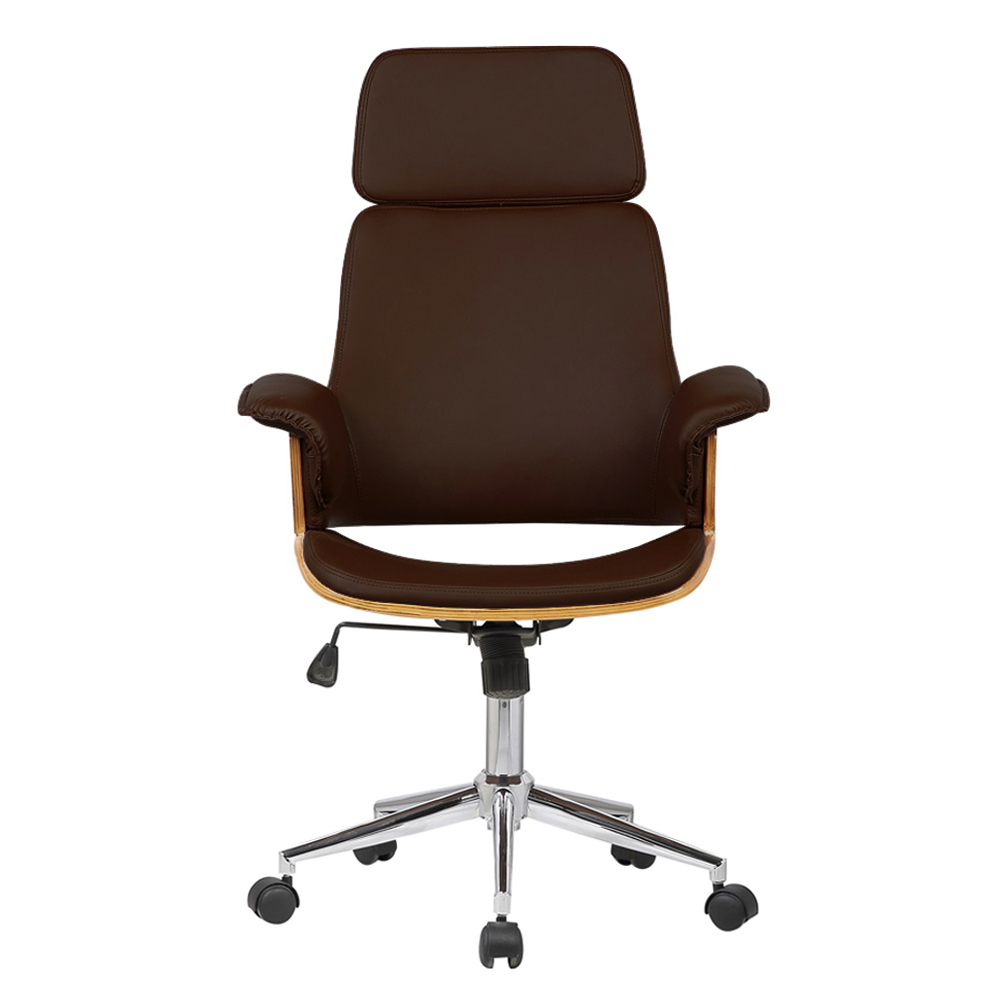 Kit 3 Cadeira de Escritório Home Office Decorativas Casemiro PU c/Regulagem de Altura Base Giratória Marrom G56 - Gran Belo