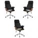 Kit 3 Cadeira de Escritório Home Office Decorativas Casemiro PU c/Regulagem de Altura Base Giratória Preto G56 - Gran Belo
