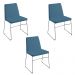 Kit 3 Cadeiras Decorativa Sala de Jantar Anne Linho Azul G17 - Gran Belo