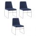 Kit 3 Cadeiras Decorativa Sala de Jantar Anne Linho Azul Marinho G17 - Gran Belo