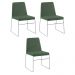 Kit 3 Cadeiras Decorativa Sala de Jantar Anne Linho Verde G17 - Gran Belo