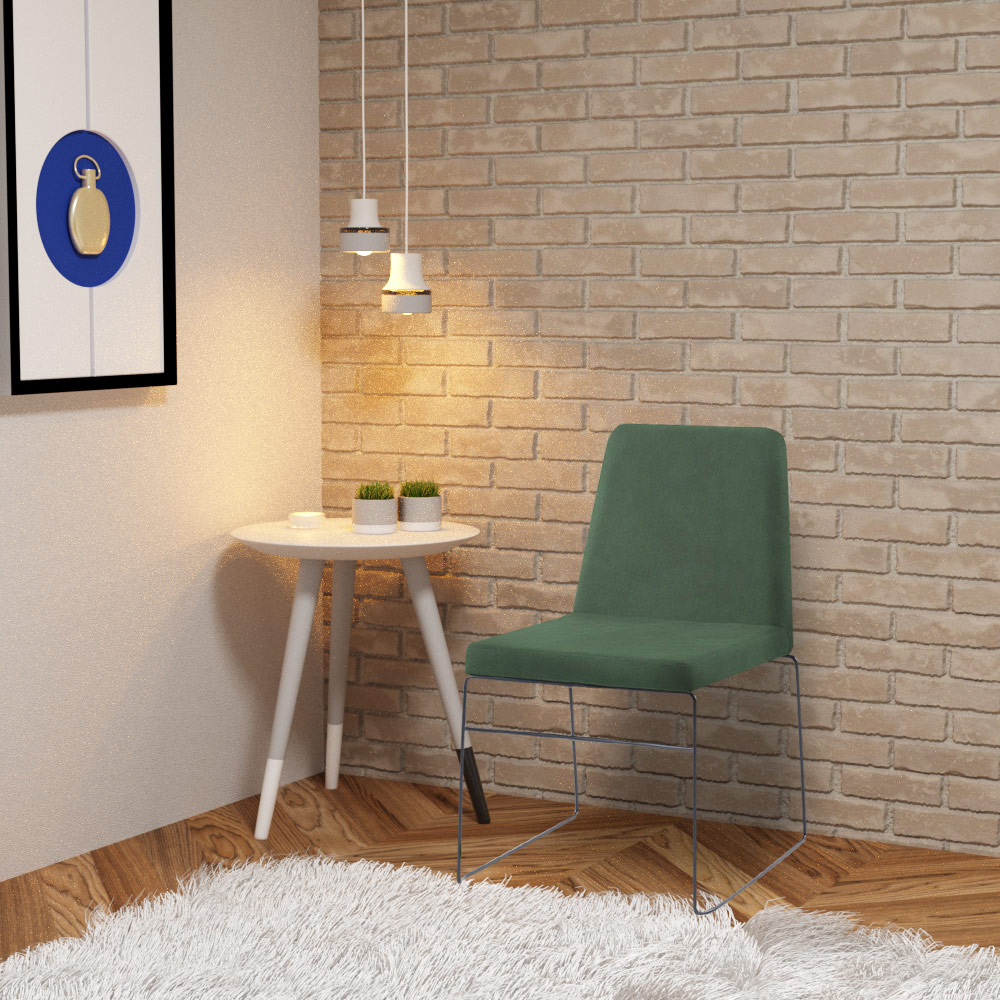 Kit 3 Cadeiras Decorativa Sala de Jantar Anne Linho Verde G17 - Gran Belo