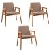Kit 3 Cadeiras Decorativa Sala de Jantar Sidnei Linho Bege G17 - Gran Belo