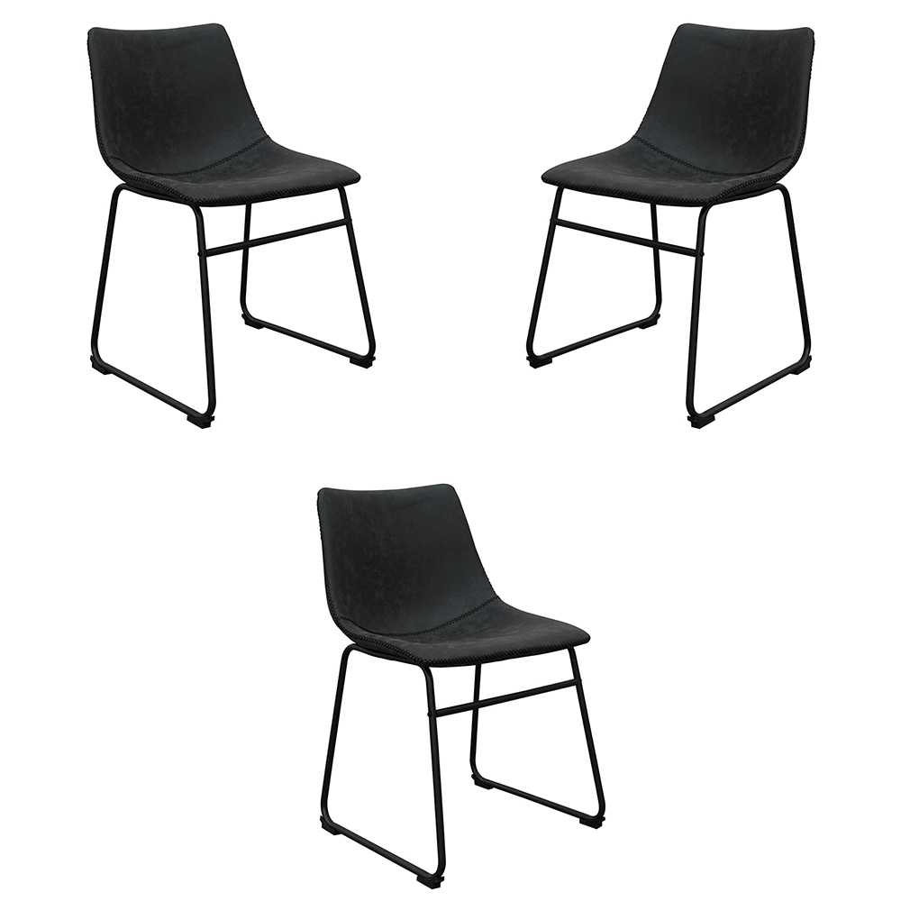 Kit 3 Cadeiras Decorativas Marquezine Sala de Jantar PU Base Aço Preto G56 - Gran Belo