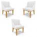 Kit 3 Cadeiras Decorativas Sala de Jantar Base Fixa de Madeira Firenze PU Branco Fosco/Castanho G19 - Gran Belo