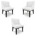 Kit 3 Cadeiras Decorativas Sala de Jantar Base Fixa de Madeira Firenze PU Branco Fosco/Preto G19 - Gran Belo