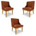Kit 3 Cadeiras Decorativas Sala de Jantar Base Fixa de Madeira Firenze PU Nozes/Castanho G19 - Gran Belo