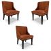 Kit 3 Cadeiras Decorativas Sala de Jantar Base Fixa de Madeira Firenze PU Nozes/Preto G19 - Gran Belo