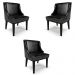Kit 3 Cadeiras Decorativas Sala de Jantar Base Fixa de Madeira Firenze PU Preto Brilho G19 - Gran Belo