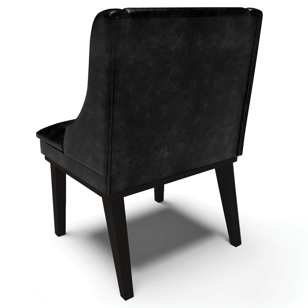 Kit 3 Cadeiras Decorativas Sala de Jantar Base Fixa de Madeira Firenze PU Preto Brilho G19 - Gran Belo