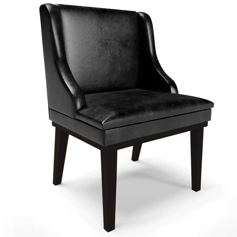 Kit 3 Cadeiras Decorativas Sala de Jantar Base Fixa de Madeira Firenze PU Preto Brilho G19 - Gran Belo