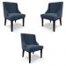 Kit 3 Cadeiras Decorativas Sala de Jantar Base Fixa de Madeira Firenze Suede Azul Marinho/Preto G19 - Gran Belo