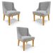Kit 3 Cadeiras Decorativas Sala de Jantar Base Fixa de Madeira Firenze Suede Cinza/Castanho G19 - Gran Belo