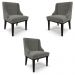 Kit 3 Cadeiras Decorativas Sala de Jantar Base Fixa de Madeira Firenze Suede Grafite/Preto G19 - Gran Belo