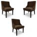 Kit 3 Cadeiras Decorativas Sala de Jantar Base Fixa de Madeira Firenze Suede Marrom/Preto G19 - Gran Belo