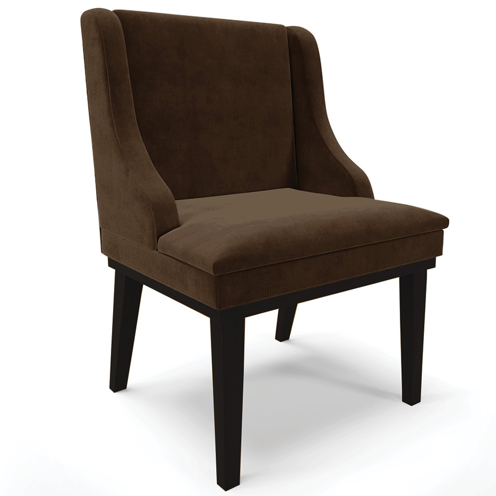 Kit 3 Cadeiras Decorativas Sala de Jantar Base Fixa de Madeira Firenze Suede Marrom/Preto G19 - Gran Belo