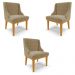Kit 3 Cadeiras Decorativas Sala de Jantar Base Fixa de Madeira Firenze Suede Nude/Castanho G19 - Gran Belo