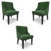 Kit 3 Cadeiras Decorativas Sala de Jantar Base Fixa de Madeira Firenze Suede Verde Esmeralda/Preto G19 - Gran Belo