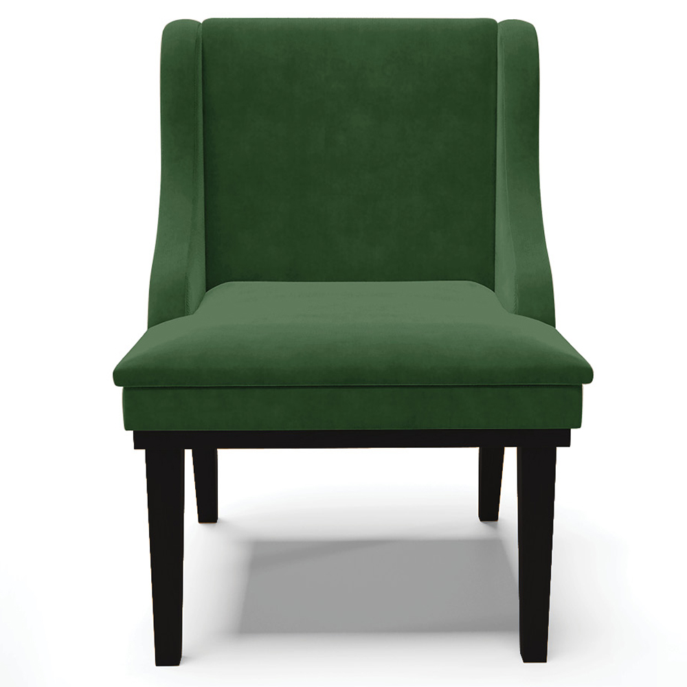 Kit 3 Cadeiras Decorativas Sala de Jantar Base Fixa de Madeira Firenze Suede Verde Esmeralda/Preto G19 - Gran Belo