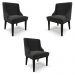Kit 3 Cadeiras Decorativas Sala de Jantar Base Fixa de Madeira Firenze Veludo Preto G19 - Gran Belo