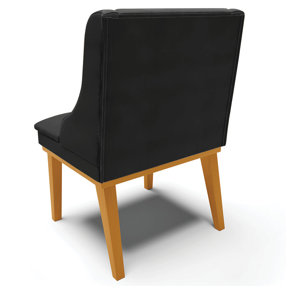 Kit 3 Cadeiras Decorativas Sala de Jantar Base Fixa de Madeira Firenze Veludo Preto/Castanho G19 - Gran Belo