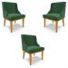 Kit 3 Cadeiras Decorativas Sala de Jantar Base Fixa de Madeira Firenze Veludo Verde Esmeralda/Castanho G19 - Gran Belo