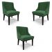 Kit 3 Cadeiras Decorativas Sala de Jantar Base Fixa de Madeira Firenze Veludo Verde/Preto G19 - Gran Belo